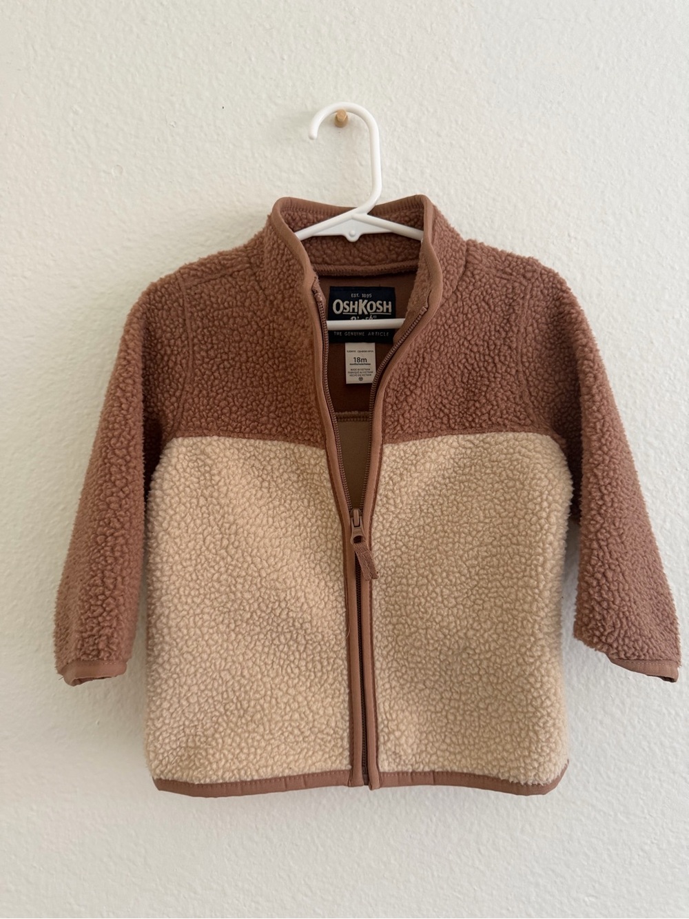 OshKosh Two-Tone Sherpa Zip Jacket - Brown & Cream